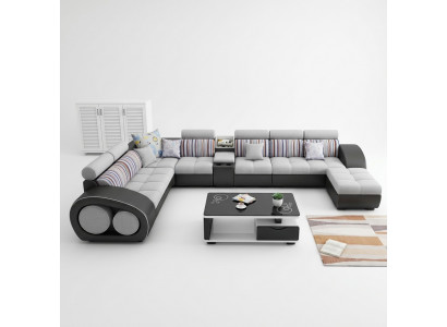 Designer Bank Bank hoekbank met voetenbank set bekleding woonlandschap L-vorm