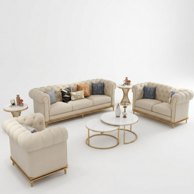 Bankstel 3-zits Set Design Bank Bekleding Banken Bank Modern Luxe Nieuw