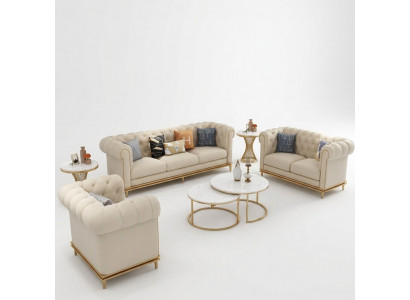 Bankstel 3-zits Set Design Bank Bekleding Banken Bank Modern Luxe Nieuw