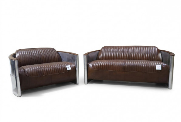 Sofagroep 3+2 zitsbank Bankstel Bank Fauteuil Leer Vintage Retro NIEUW