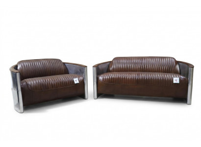 Sofagroep 3+2 zitsbank Bankstel Bank Fauteuil Leer Vintage Retro NIEUW