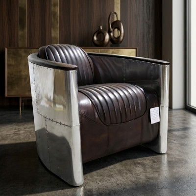 Fauteuil design echt leer vintage luxe meubels gestoffeerd met pilootvliegtuig.