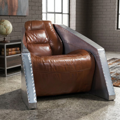 Leren vliegtuigstoel Clubfauteuil Lederen stoel Aviator Vintage