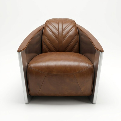 Lederen vliegtuigstoel Aviator stoel Loungestoel Cocktailsstoel vintage