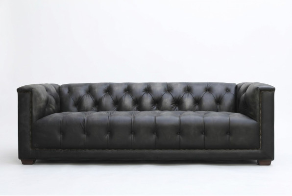 Chesterfield Vintage Black Shabby Leather Leather Bank Sofa Bank