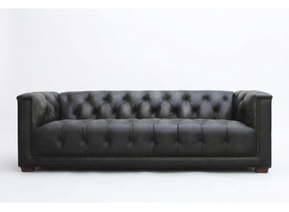 Chesterfield Vintage Black Shabby Leather Leather Bank Sofa Bank