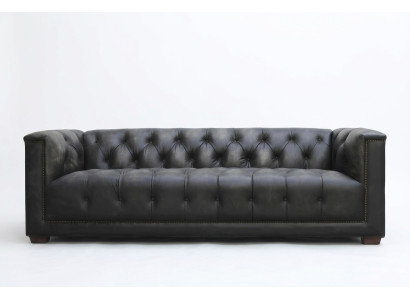 Chesterfield Vintage Black Shabby Leather Leather Bank Sofa Bank