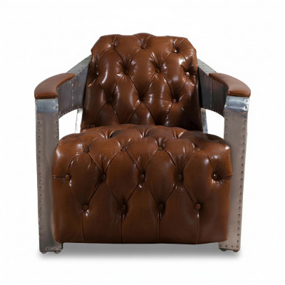 Stoel Aviator Chesterfield Shabby Vintage Lederen Stoel Club Lounge Ontwerp