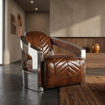 Vintage Retro Stoel Lederen Fauteuil Lounge Club Ontwerp Luxe Meubels Vliegtuig