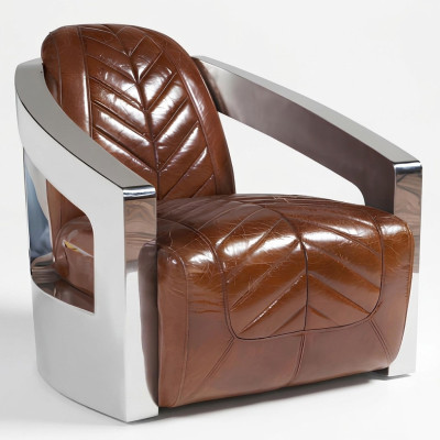Vintage Retro Stoel Lederen Fauteuil Lounge Club Ontwerp Luxe Meubels Vliegtuig