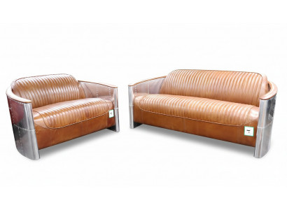 Luxe vintage aluminium leren bankstel met metalen meubels banken banken bekleding
