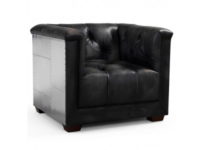 Fauteuil zwart echt leder lederen fauteuil vliegtuig design vliegtuig armstoel