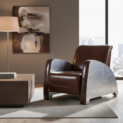 Cocktailstoel leer Vintage leren fauteuil Fauteuil Aviator Lounge Club meubels Bank Zithoek leren vintage-stoel Fauteuil Aviator Lounge Clubmeubilair Bank