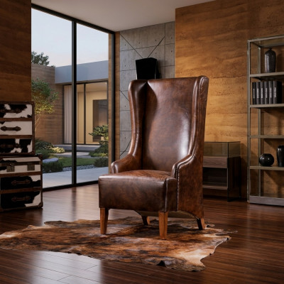 Echtlederen relaxfauteuil Vintage Cigar leren fauteuil fauteuil leren fauteuil televisie.