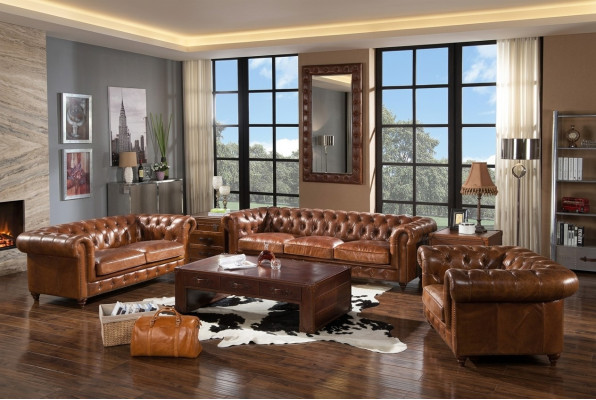 Sofa set 3-delig. Set leren bank bank woonlandschap set bank nieuw
