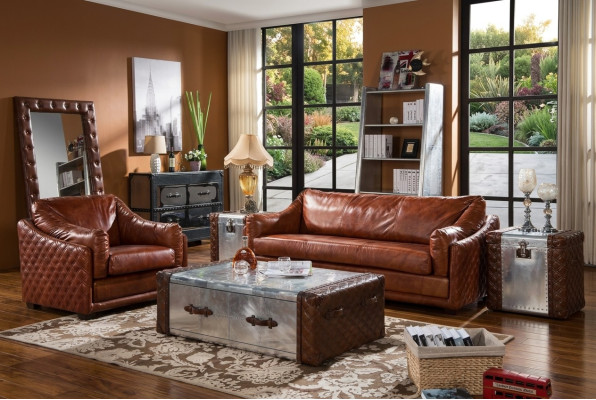 Chesterfield Sofa 3 zits Chesterfield bruin vintage leder meubels stijl driezitter.