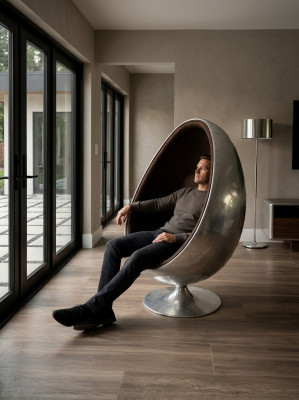 Ontwerp Retro Lounge Stoel Zitter Ei Bal Zilver Draaibaar Aviator Space