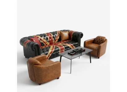 Jack Union Chesterfield gestoffeerde bank bank 3-zits lederen stijl luxe gestoffeerde bank.
