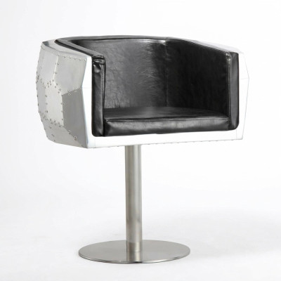 Stoel stoelen leer aluminium design meubels eetkamer fauteuil vliegtuig echt leer