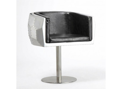 Stoel stoelen leer aluminium design meubels eetkamer fauteuil vliegtuig echt leer