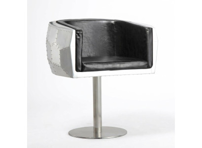 Stoel stoelen leer aluminium design meubels eetkamer fauteuil vliegtuig echt leer