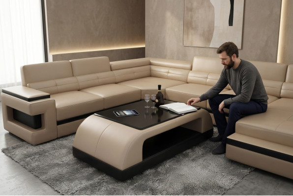 Salontafel Glas Design Koffietafel Woonkamer Lederen Bank Bijzettafel Tafels