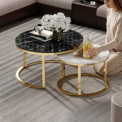Ronde tafel bank marmer ronde tafels zij natuursteen roestvrij staal