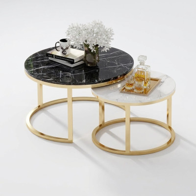 Ronde tafel bank marmer ronde tafels zij natuursteen roestvrij staal