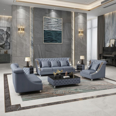 Leren bank bank woonlandschap set ontwerp modern 3-zitsbank nieuw