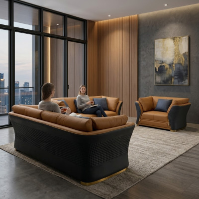 Sofaset van 3 1-zitsbanken, modern ontwerp, gestoffeerde banken, bankstel modern.