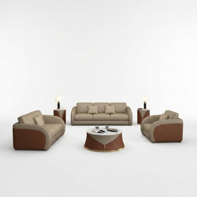 Bank Bankstel 3 1-zits Set Ontwerp Beklede Banken Bank Modern