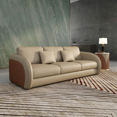 Driepersoons bank gestoffeerde design bank Moderne 3-zits banken Woonkamer meubels Beige
