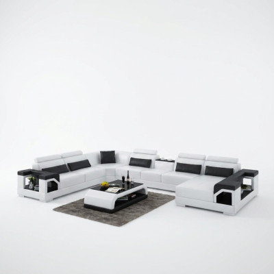 Hoekbank leren bank USB LED Luxe woonlandschap bank bank bekleding hoekbank