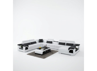 Hoekbank leren bank USB LED Luxe woonlandschap bank bank bekleding hoekbank