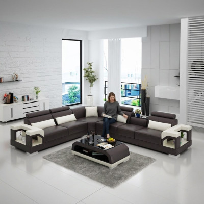 Lerensofa Bank Bank Zitbank Bekleding Woonlandschap Designer Leren Bank L Vorm Set