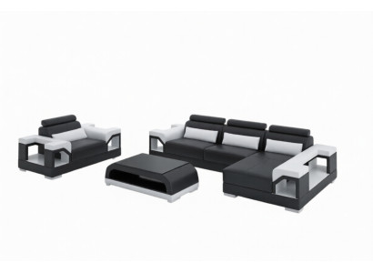 Woonlandschap hoekbank L-vorm fauteuil set suite modern leerbank nieuw.