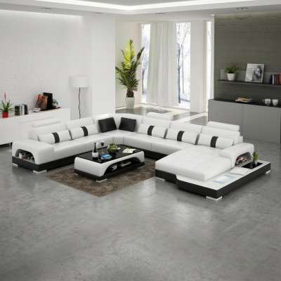 Hoekbank leren bank ontwerp luxe woonlandschap led bank bank bekleding hoekbank