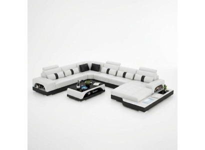 Hoekbank leren bank ontwerp luxe woonlandschap led bank bank bekleding hoekbank