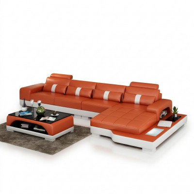 Leren hoekbank L-vorm bank woonlandschap hoekbank Set Modern design bank met usb Nieuw Leren hoekbank L-vorm bank woonlandschap hoekbank Set Modern design bank met usb Nieuw