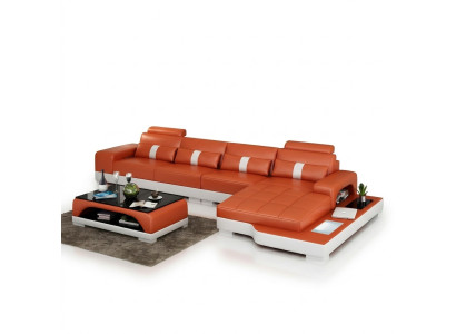 Leren hoekbank L-vorm bank woonlandschap hoekbank Set Modern design bank met usb Nieuw Leren hoekbank L-vorm bank woonlandschap hoekbank Set Modern design bank met usb Nieuw