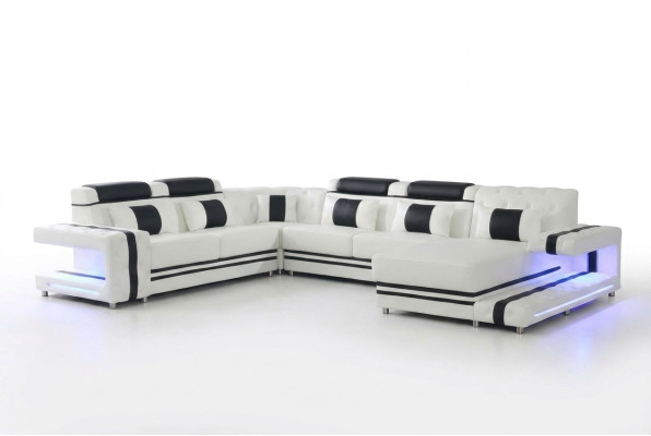 Hoekbank bank U-vorm Bank bekleding Designer leer Groot lederen bankstel Woonlandschap
