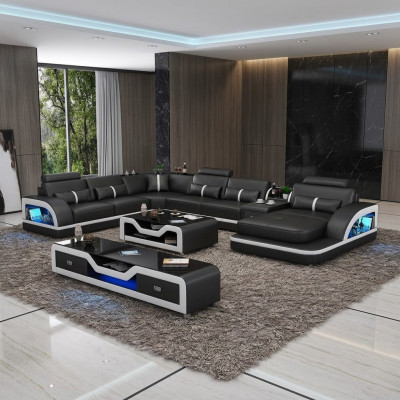 Hoekbank Beklede hoekbank U-vorm Salontafel Dressoir Leren bank Woonlandschap Nieuw