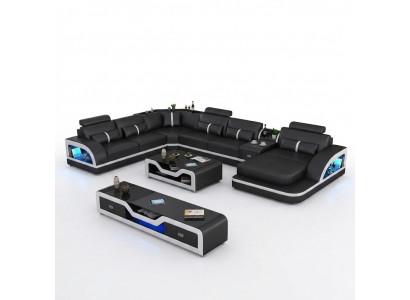 Hoekbank Beklede hoekbank U-vorm Salontafel Dressoir Leren bank Woonlandschap Nieuw