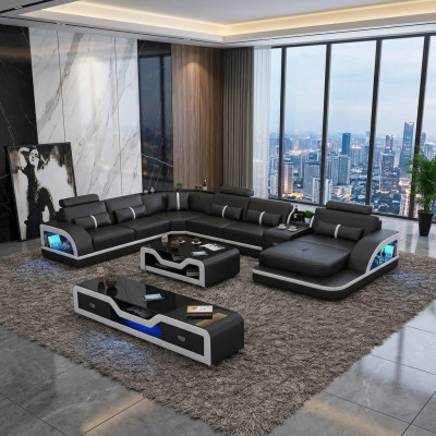 Eckbank leren bankontwerp hoekbank luxe woonlandschap leunbank bankbekleding