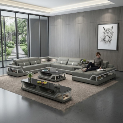 Woonlandschap U-vorm Hoekbank Salontafel Dressoir Design Woonlandschap 3-delig