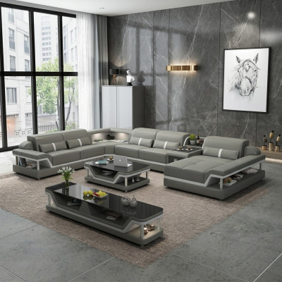 Woonlandschap U-vorm Hoekbank Salontafel Dressoir Design Woonlandschap 3-delig