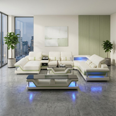Moderne design woonlandschap hoekbank bank bank bank tv salontafel leer