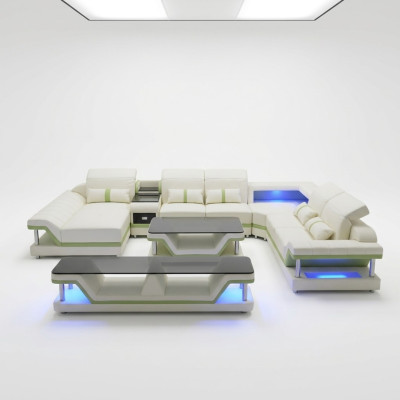 Moderne design woonlandschap hoekbank bank bank bank tv salontafel leer