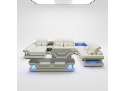 Moderne design woonlandschap hoekbank bank bank bank tv salontafel leer