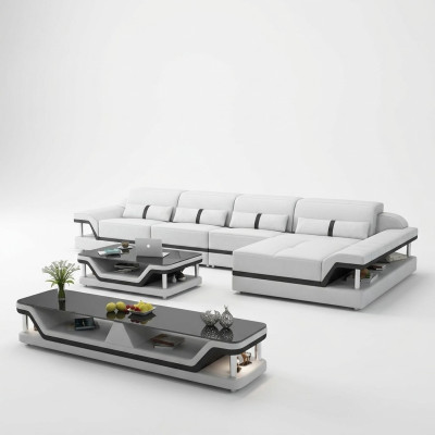 Leren bank L-vorm Bank Woonlandschap Hoekbank Set Ontwerp Modern Bank USB Leerbank L-vorm Bankwoonlandschap Hoekbank Set Ontwerp Moderne Bank USB